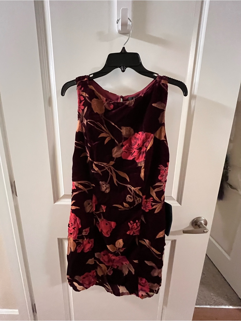 Lulu's Burgundy Floral Velvet Mini Dress